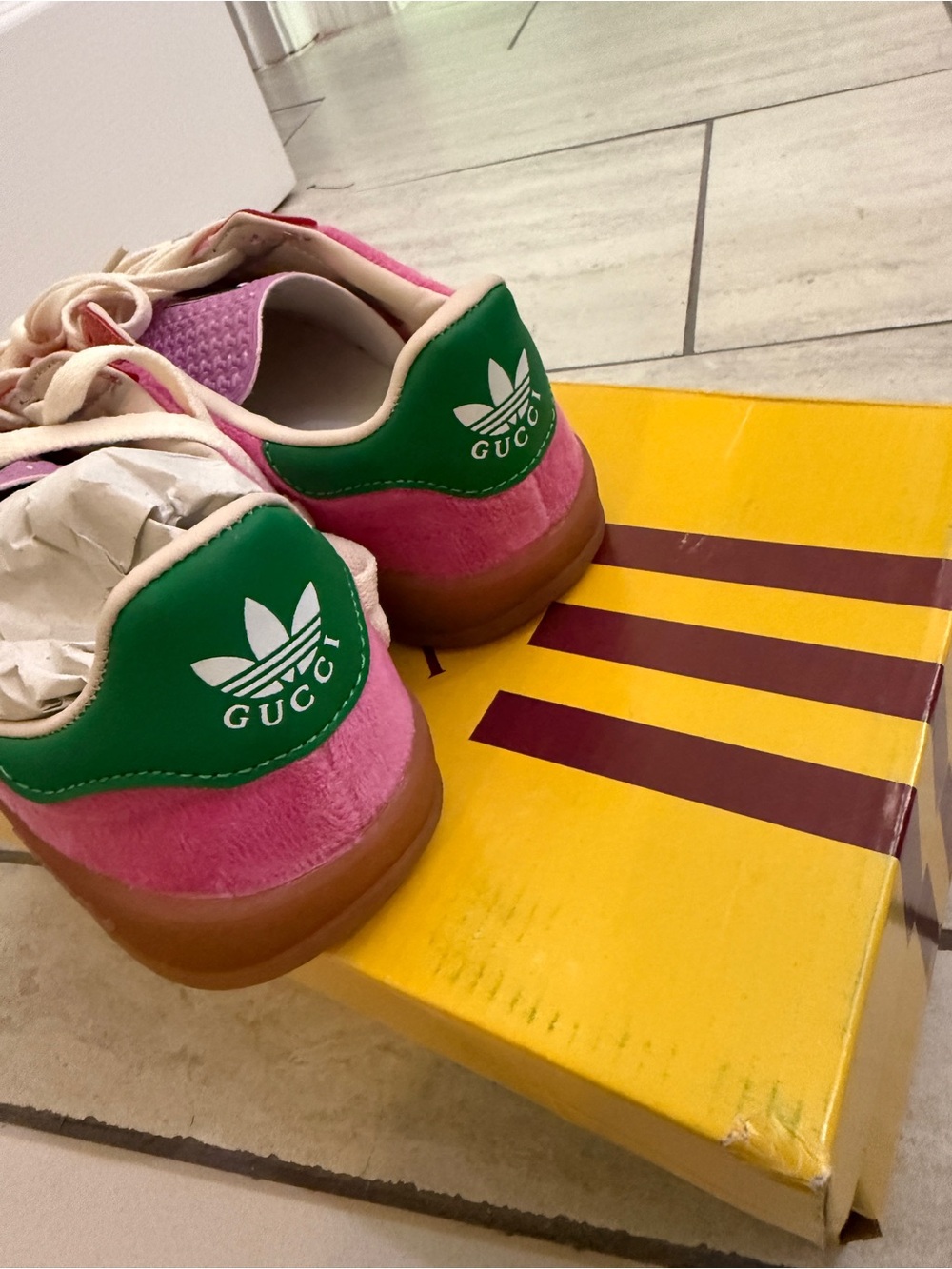adidas Pink and Black Gazelle Sneakers with Green Heel Tab | US size 7 - Picture 9 of 15
